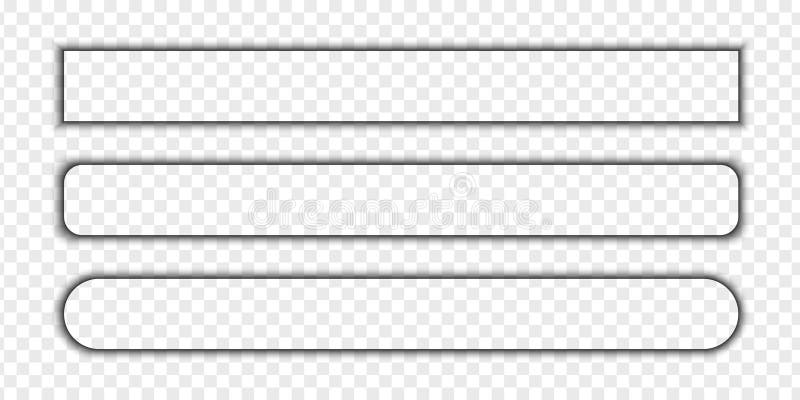 Set of headline, button or banner shadow effects. Different realistic soft shapes. Rectangular shades with round edges royalty free illustration