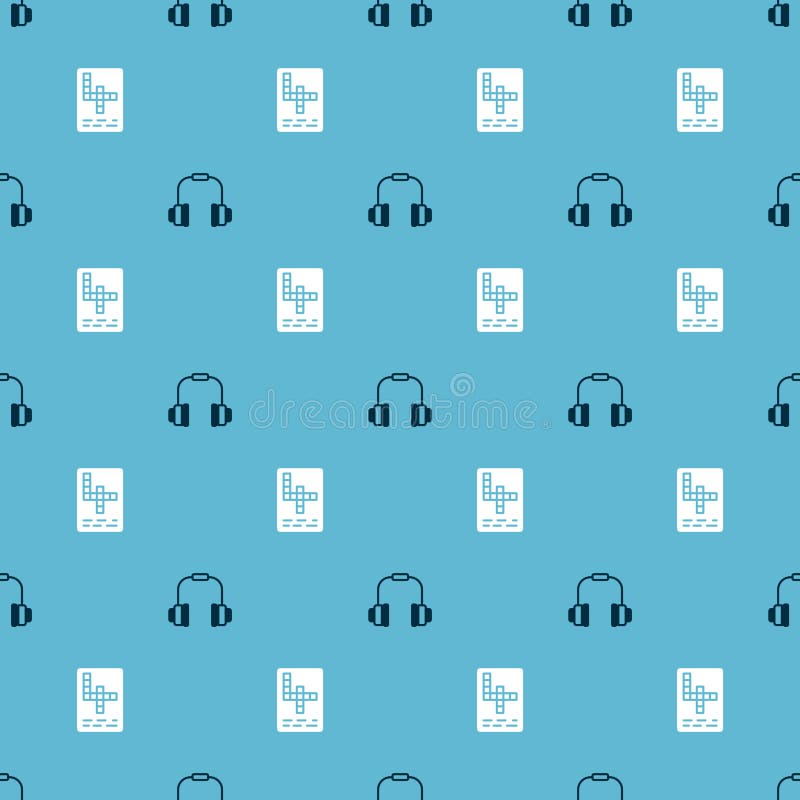 Set Headphones and Crossword on Seamless Pattern Vector Stock Vector Set Headphones and Crossword on Seamless Pattern Vector Stock Vector