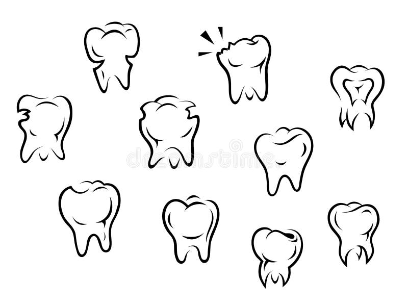 Set of health and illness teeth stock illustration