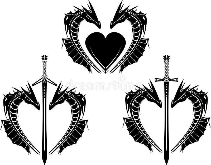 Set of hearts of dragons