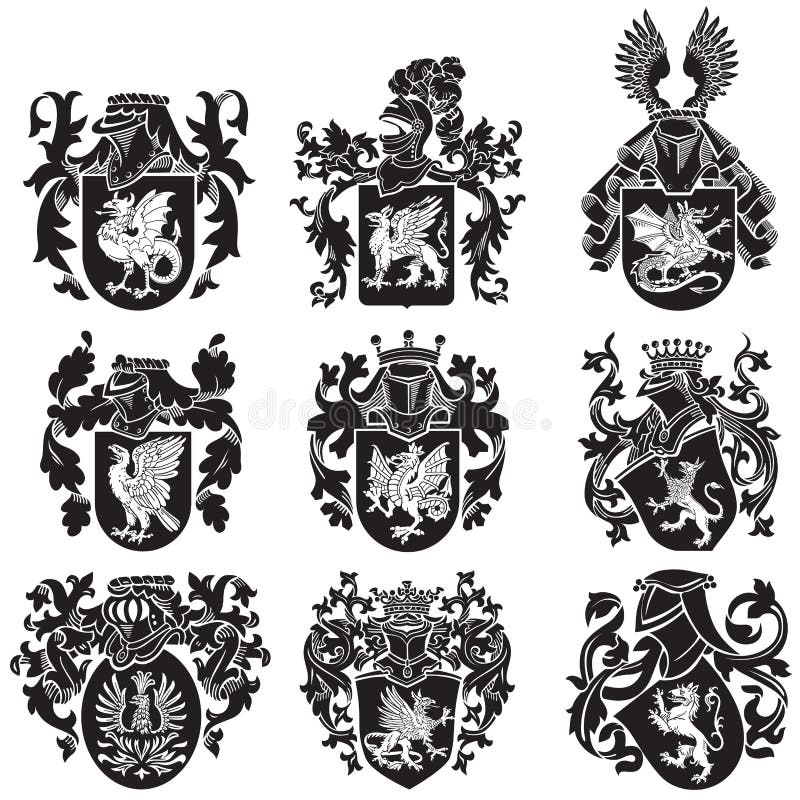 Set heraldyczne sylwetki No2 ilustracji