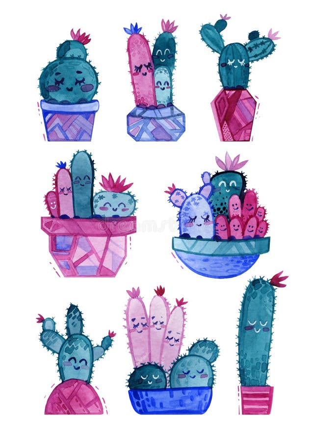 Set of high quality hand painted watercolor elements for your design with succulent plants,cactus and more. royalty free illustration Set of high quality hand painted watercolor elements for your design with succulent plants,cactus and more. royalty free illustration