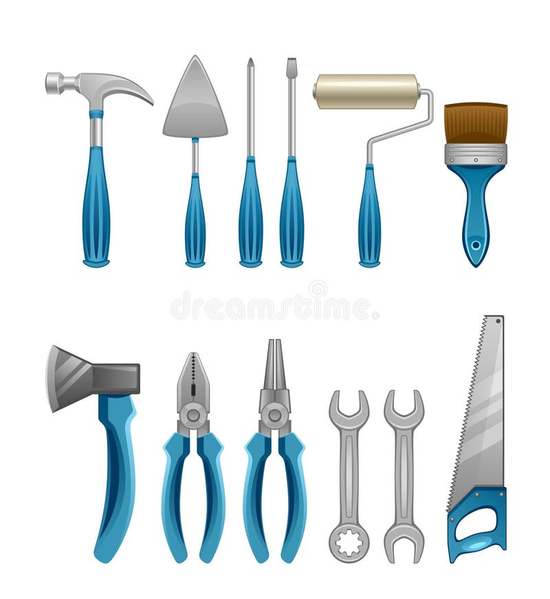 Set of tools on a white background. Set of tools on a white background