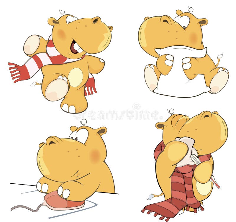 A set of hippopotamuses cartoon