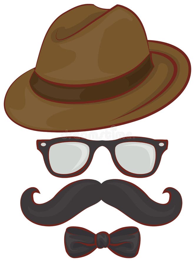 Hat, glasses and mustache stock vector. Illustration of beard 113038629