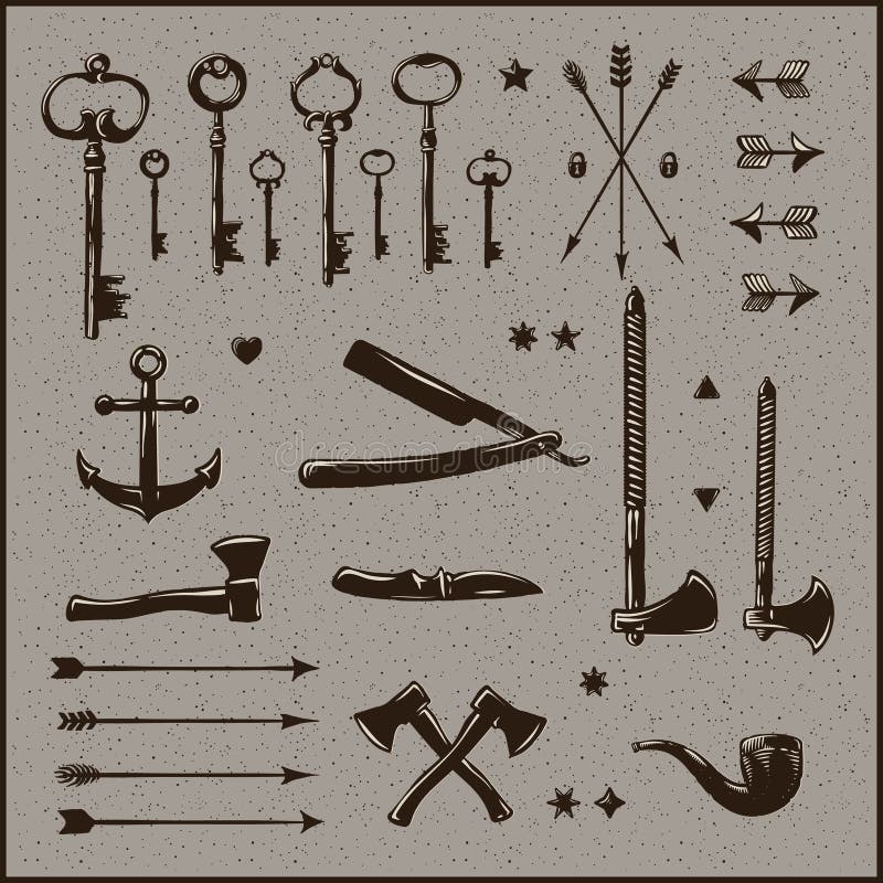 Set of hipster vintage design elements