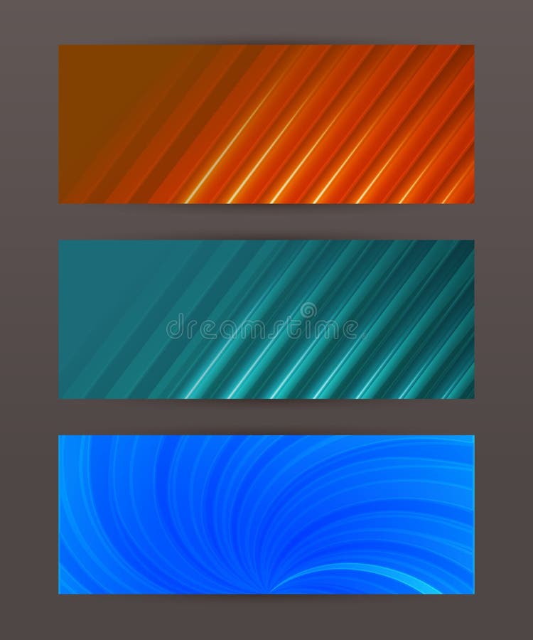 Set Horizontal Banner Headline Abstract Glow Lines08 Stock Vector