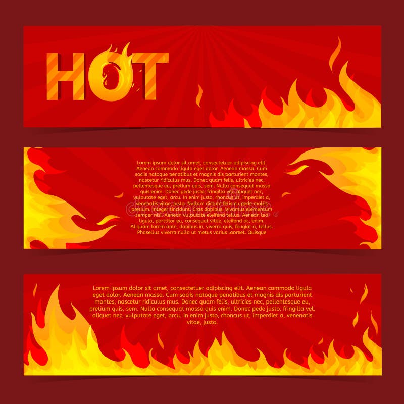 Set of horizontal banners. Frame of fire royalty free illustration Set of horizontal banners. Frame of fire royalty free illustration