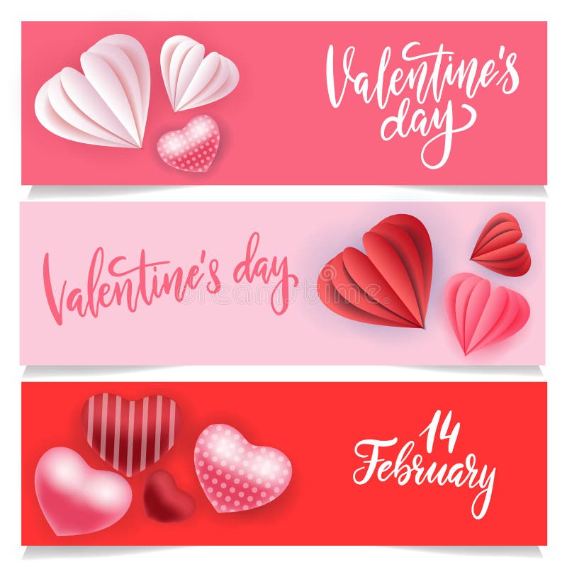 Set of 3 horizontal vouchers for a holiday with a 3d effect. Gift certificate for a holiday with baloon and paper cut vector illustration Set of 3 horizontal vouchers for a holiday with a 3d effect. Gift certificate for a holiday with baloon and paper cut vector illustration
