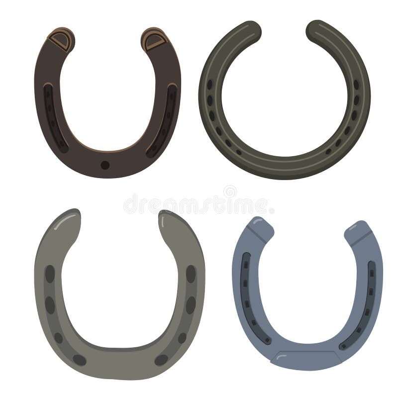 Set of Horseshoes Isloted. Vector Stock Vector Illustration of
