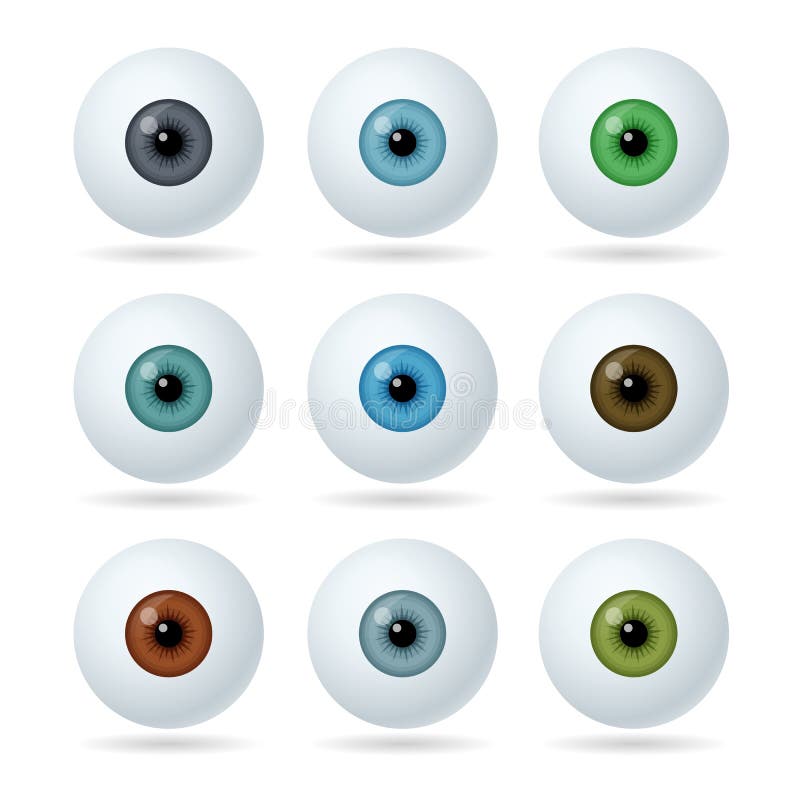 Set of humans and abstract eyes. Realistic Eyes icons.