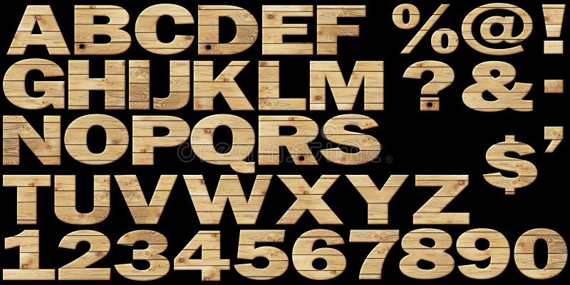 Set - hölzernes Alphabet auf einem schwarzen Hintergrund vektor abbildung Set - hölzernes Alphabet auf einem schwarzen Hintergrund vektor abbildung