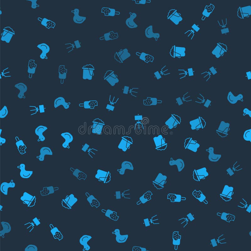 Set Ice Cream, Sand in Bucket, Wood Easel and Rubber Duck on Seamless