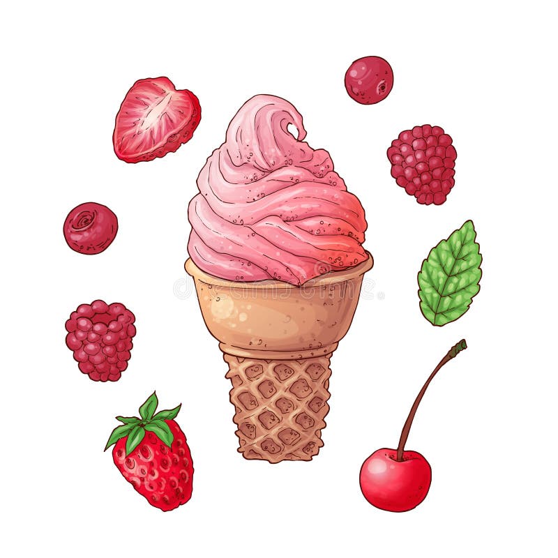 Ice Cream Cherry, Red Sorbet, Scoop, Black Slate Background Stock Photo,  Picture and Royalty Free Image. Image 53006493.