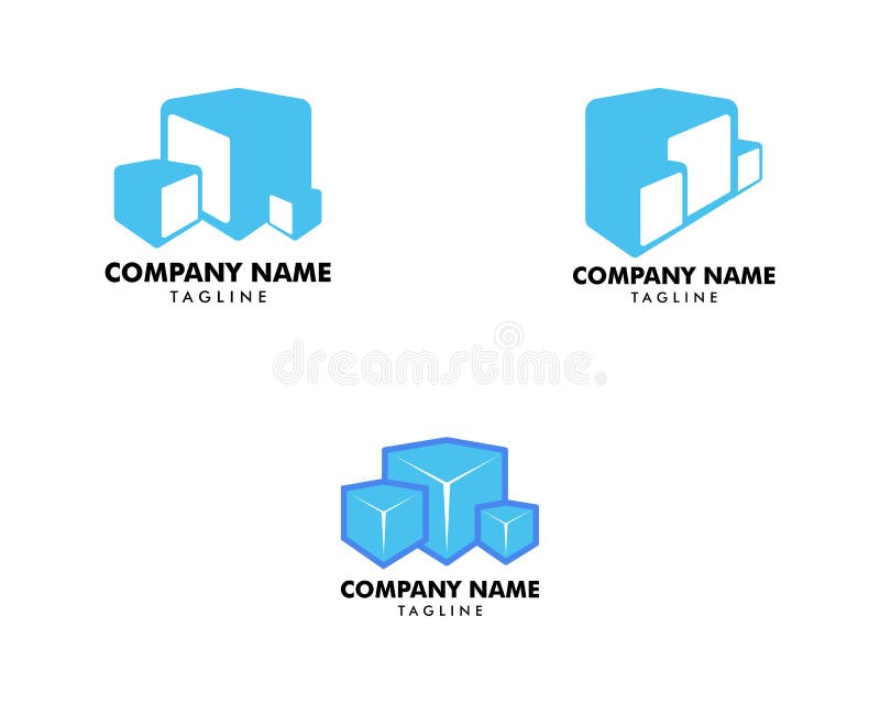 Set of Ice Cubes Logo Design Icon Vector Illustration Stock Vector
