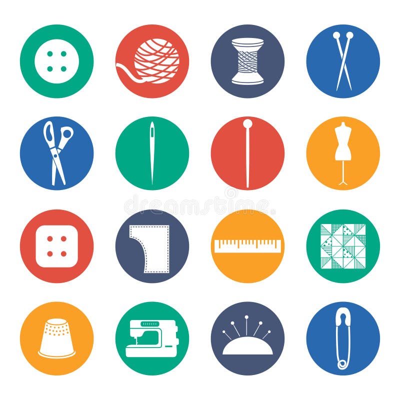 set icon of sewing in flat design .Vector