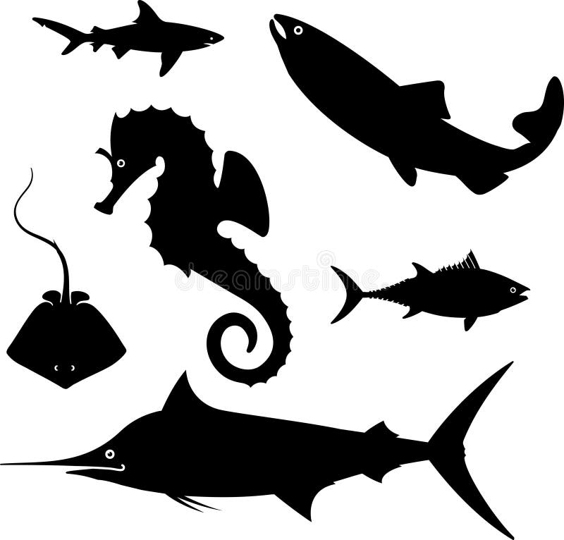 Set icons - 11C. Fish. Fish for your design or business project. Tropical animal icons vectors