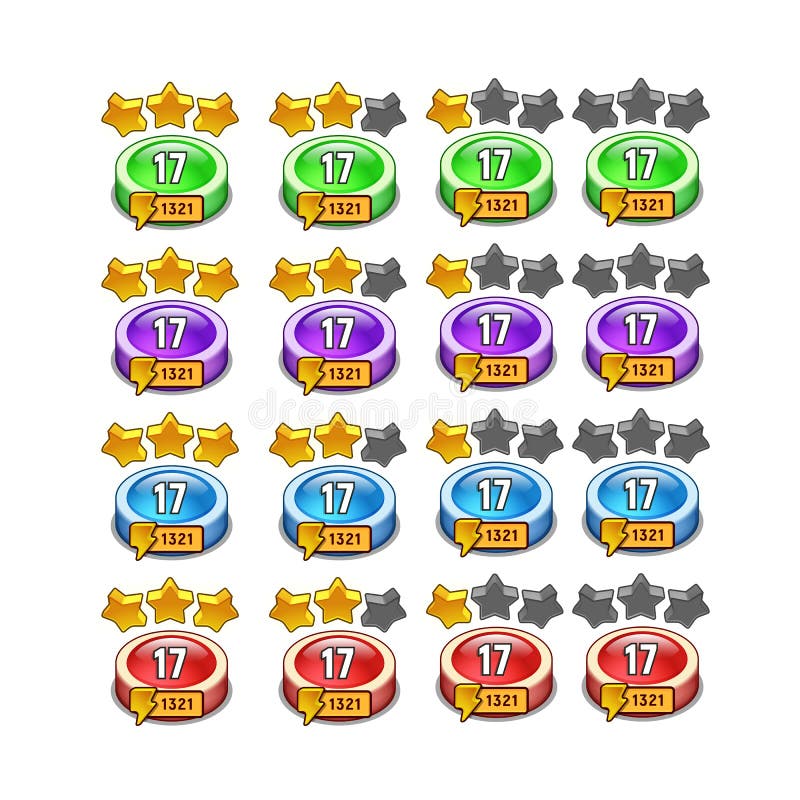 Set of icons of design elements for app, game development, interface. stock illustration