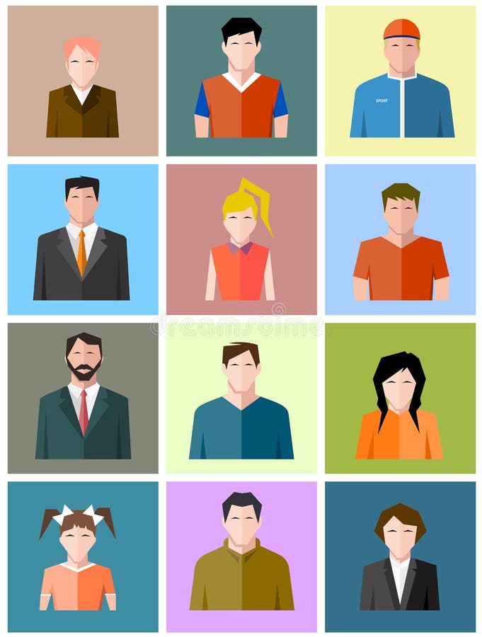 Set of icons of different people stock illustration