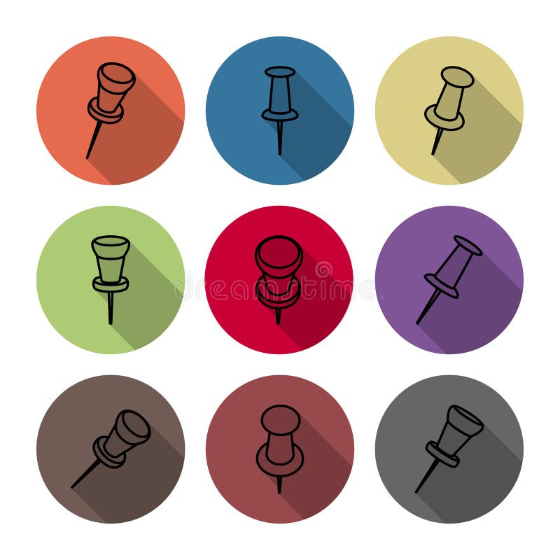 Set of icons pushpins, vector illustration.