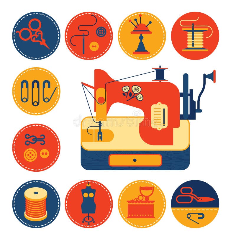 Set of Icons with Sewing and Tailoring Symbols. Stock Vector ...
