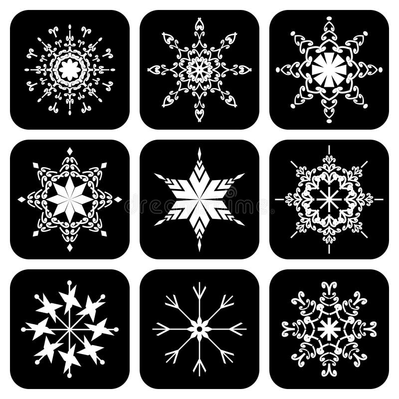 Set of icons with snowflakes