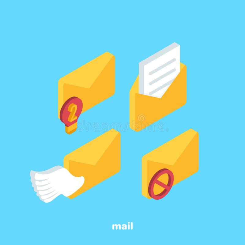 Set of Icons on the Subject of Mail Stock Vector Illustration of