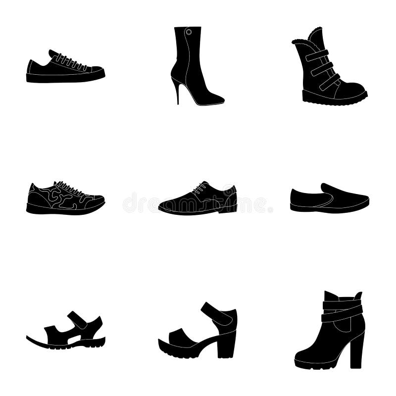 A Set of Icons on a Variety of Shoes.Different Shoes Single Icon in ...