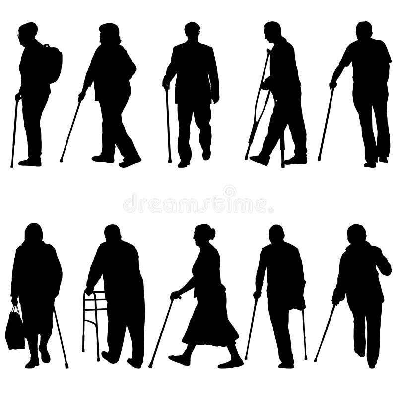 Set Ilhouette of Disabled People on a White Background Stock Vector ...