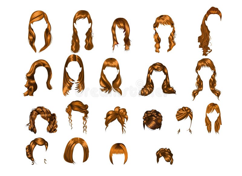Set of Illustrated Hairstyles Stock Illustration - Illustration of fashion,  girl: 19052148
