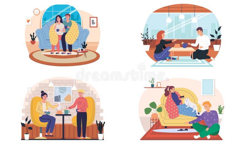 Set of Illustrations about Joint Pastime on Self-medication. People Treated during Illness at Home Stock Vector - Illustration of layout, design: 212013996 Set of Illustrations about Joint Pastime on Self-medication. People Treated during Illness at Home Stock Vector - Illustration of layout, design: 212013996