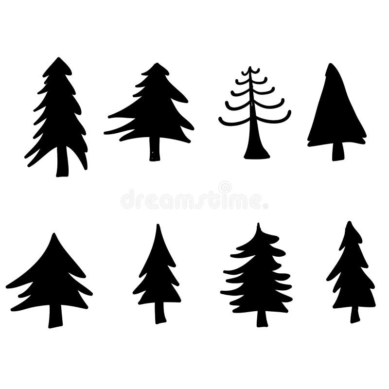 Set of Illustrations of Pine Trees. Design Element for Poster, Emblem