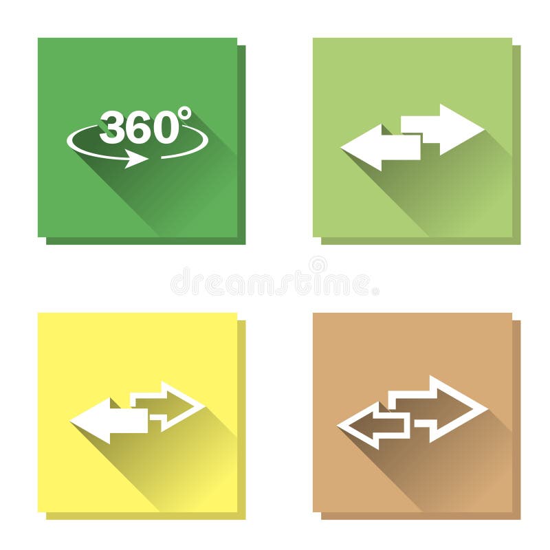 Set of image two arrows. Right arrow and left arrow. The icon shows the direction. And turn sign 360 degrees royalty free illustration