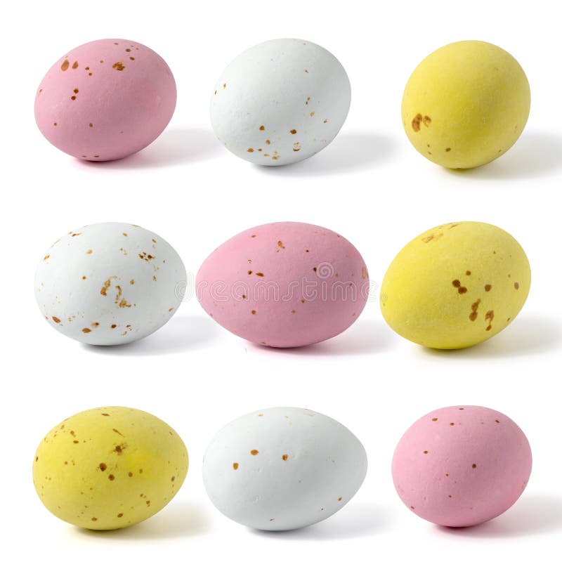 Set of Images Chocolates in the Form of Whole Eggs Different Color