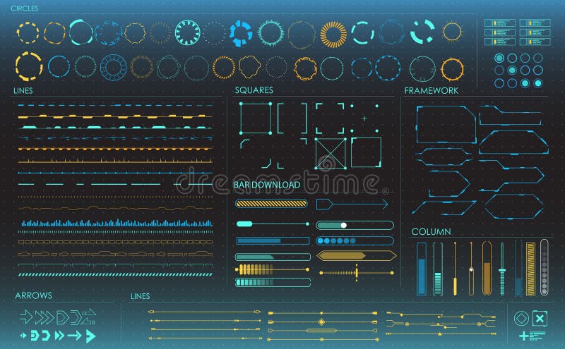 Set Infographic Elemente Head-up-display-Elemente für das Netz und die APP Futuristische Benutzerschnittstelle Virtuelle Grafik lizenzfreie abbildung Set Infographic Elemente Head-up-display-Elemente für das Netz und die APP Futuristische Benutzerschnittstelle Virtuelle Grafik lizenzfreie abbildung