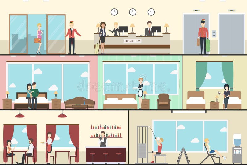 Set interior hotel. royalty free illustration