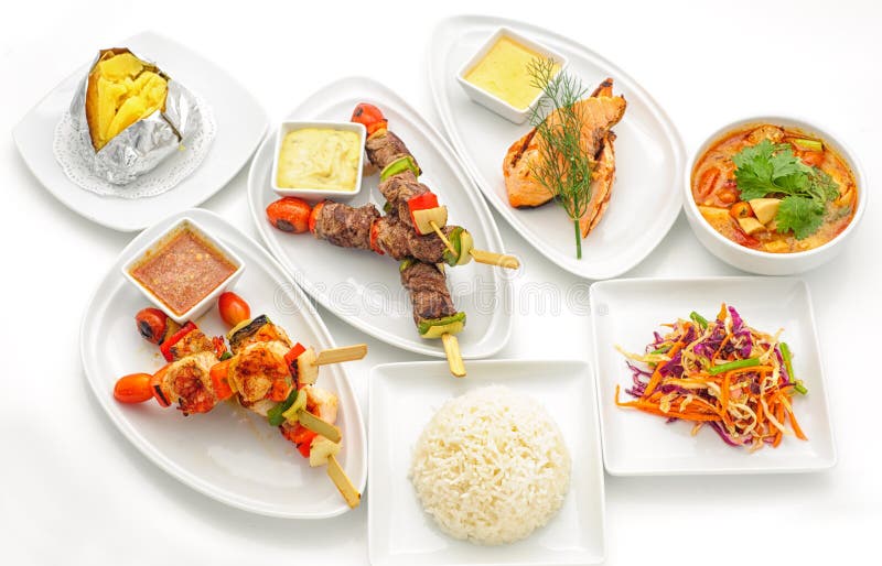 Set of International Dishes Arranged for Catering Stock Image Image