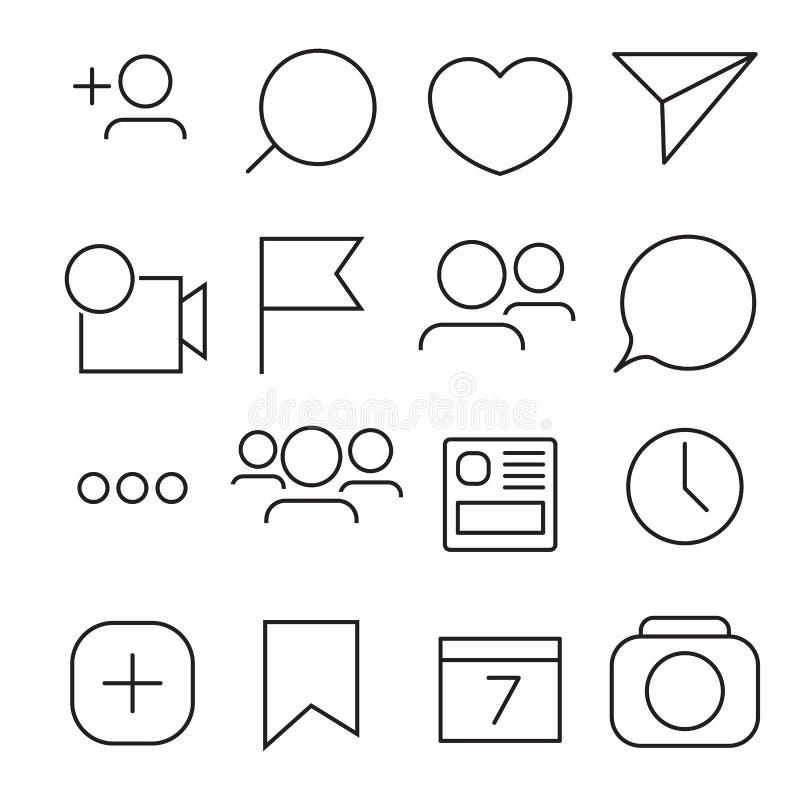 Set of Internet Icons. Line, Outline Style. Vector Image Illustration ...