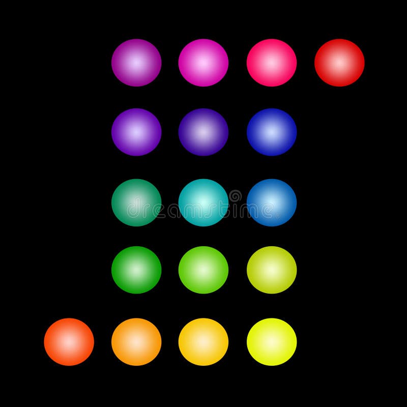 Set of Isolated Glowing Colored Circles