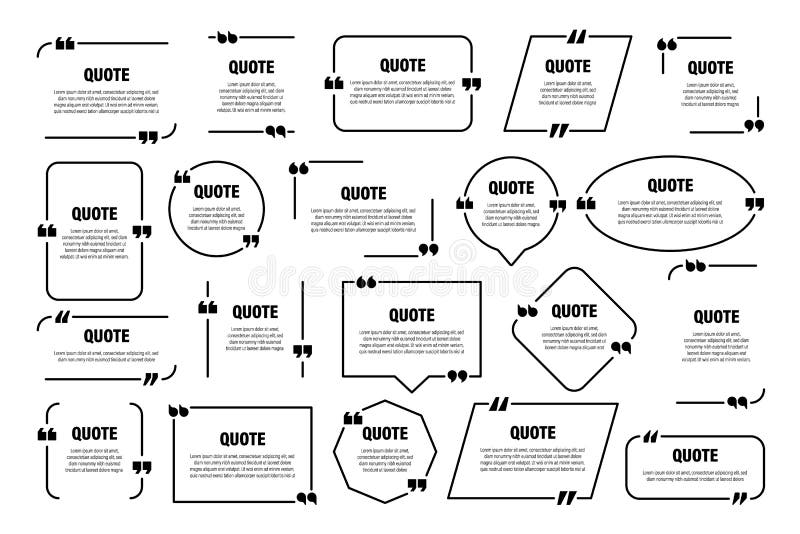 Set of isolated quote frames. Speech bubbles with quotation marks. Blank text box and quotes. Blog post template. Vector vector illustration