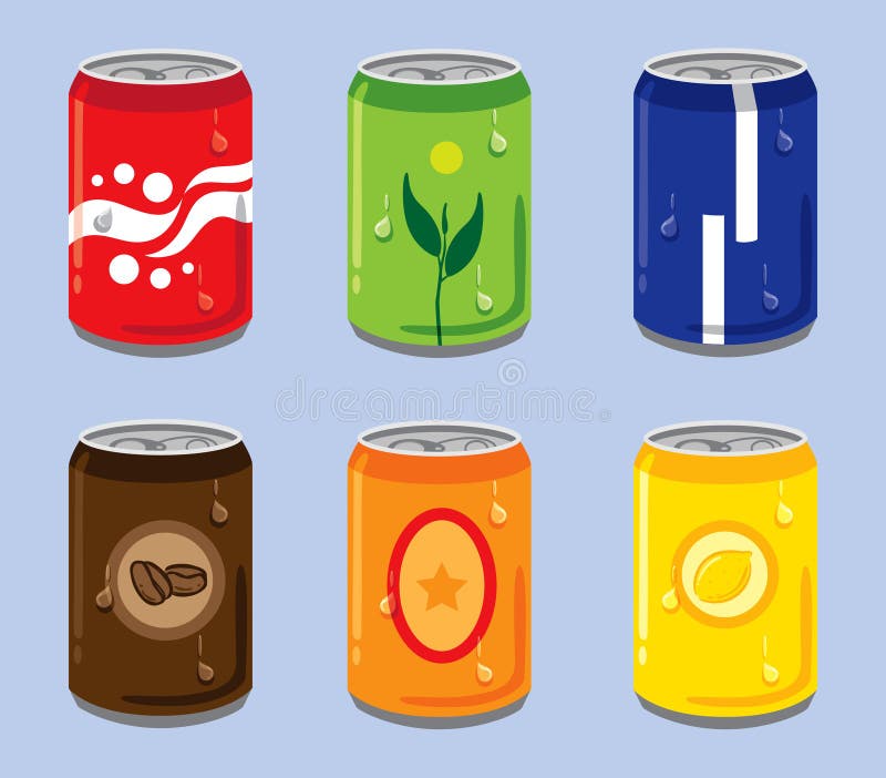 Set of isolated soft drink can. Coke can illustrations