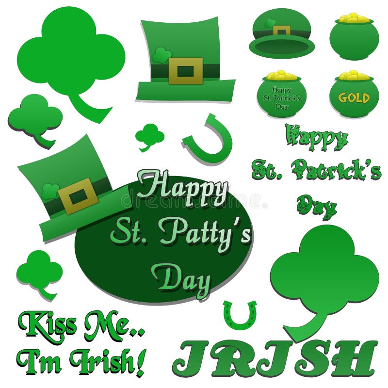 Set of Isolated St Patrick s Day Clip-Art