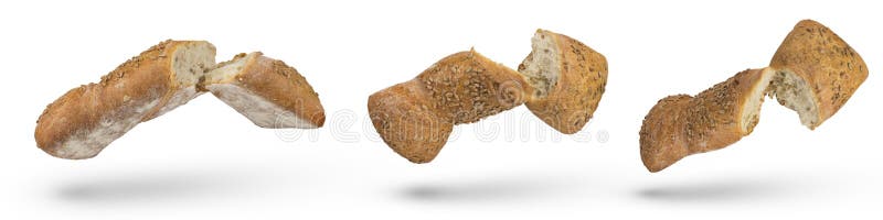 Light and delicious baguette bread isolated on white background