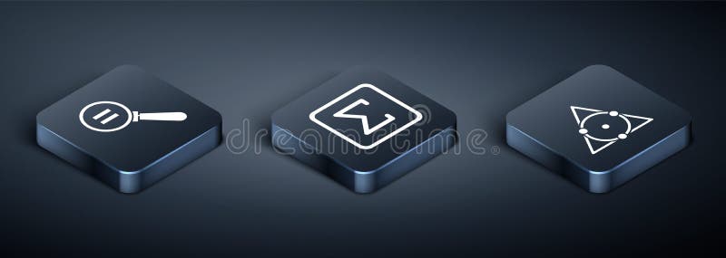 Set Isometric Calculation, Triangle math and Sigma symbol icon. Vector royalty free illustration