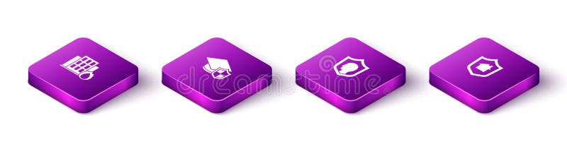 Set Isometric Fire In Burning House, Graduation Cap With