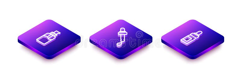Set Isometric line Bottle of liquid soap, Pipette with oil and Essential bottle icon. Vector stock illustration