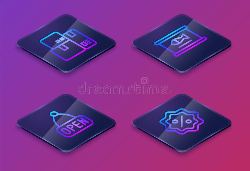 https://thumbs.dreamstime.com/b/set-isometric-line-cash-register-machine-hanging-sign-open-canned-fish-discount-percent-tag-blue-square-button-vector-set-290455158.jpg