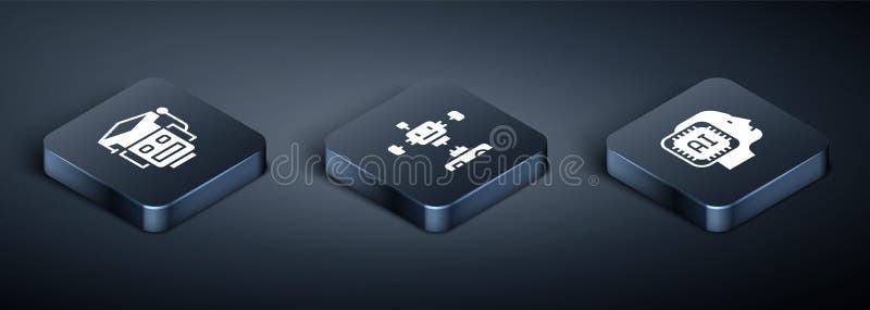 Set Isometric Robot, Humanoid robot and Disassembled icon. Vector vector illustration