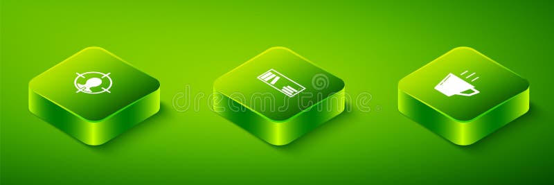 Set Isometric Shelf with books, Coffee cup and Head hunting concept icon. Vector royalty free illustration