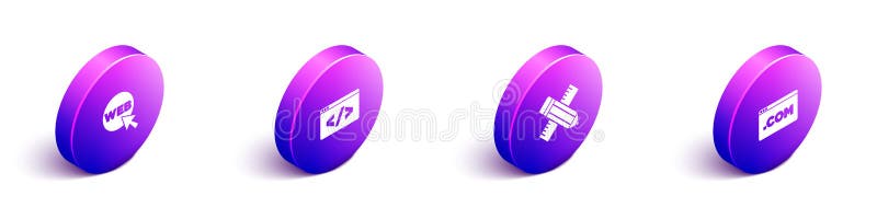 Set Isometric Web and graphic design, Front end development, Crossed ruler pencil and UI or UX icon. Vector